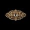 Vintage Czech Crystal Rhinestones and Gold Open Framework Brooch with Cabochon Core 1.1875" x 2.125"